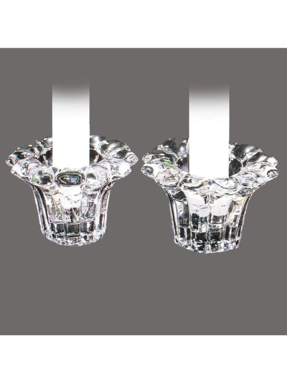 Forever Crystal CANDLE HOLDERS Clear Glass Round Faceted Set Of 2 3” Vintage